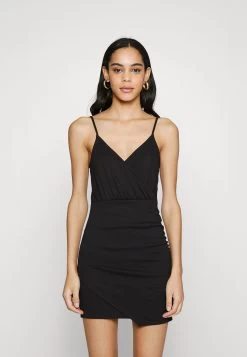 Even&Odd Strappy Warp Mini Bodycon Punto Dress - Shift Dress - Black -Even&Odd 0a6c94ce3fa545279a99298574f33c87