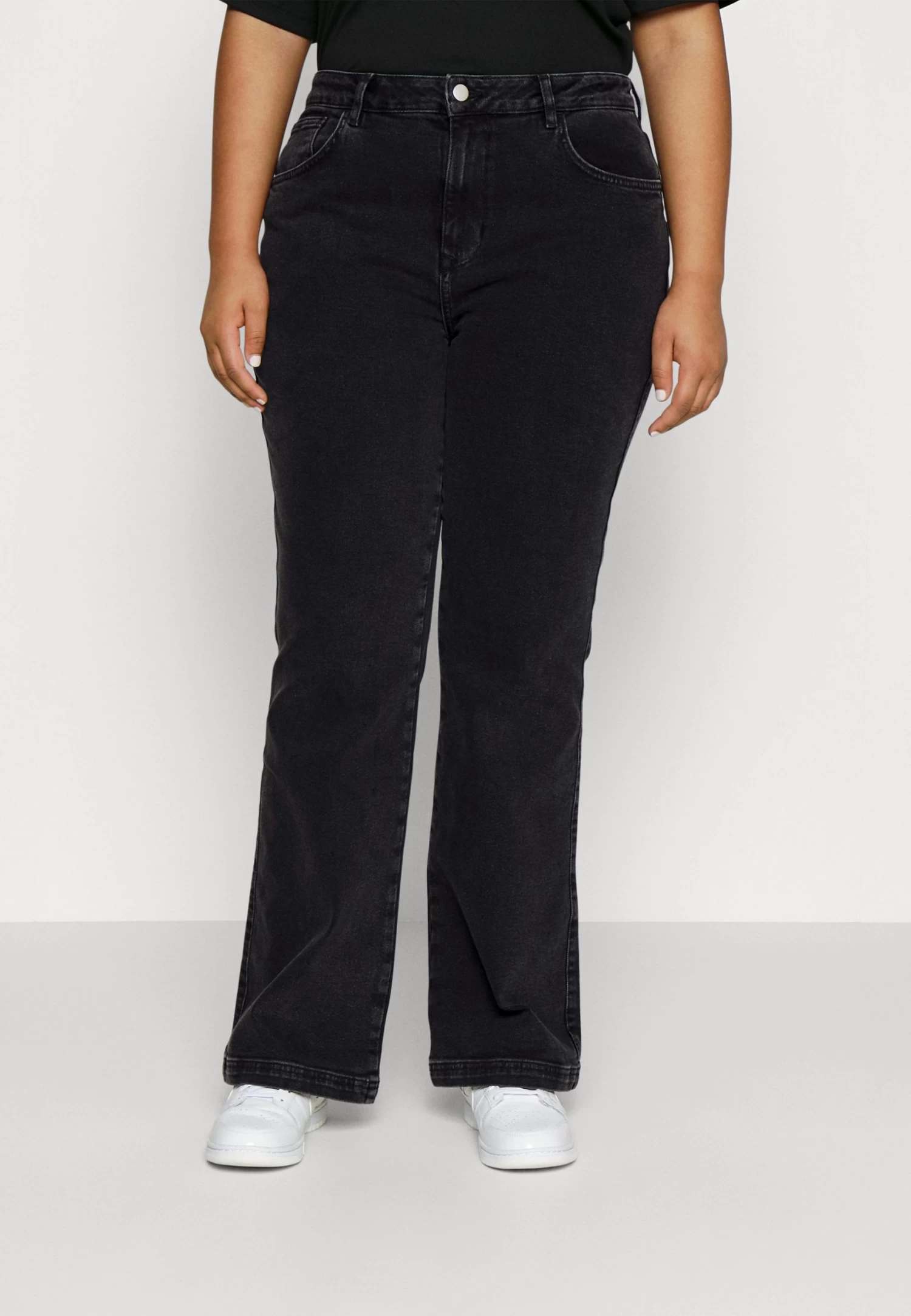 Young Washed Clean Kick Flare- Bootcut Jeans - Black Denim 1 Young Washed Clean Kick Flare- Bootcut Jeans - Black Denim