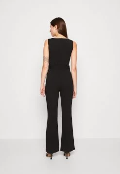 Even&Odd Going Out Low V Neck Flared Leg Belted - Jumpsuit - Black -Even&Odd 2b1e36f2e0284a418aebbdf0e49450eb