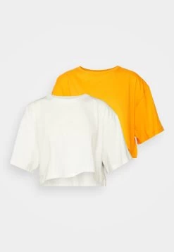 Ultra Crop Tee 2Pack - Basic T-Shirt - White/Orange -Even&Odd 5ad54ddd5c6844478fef39e643514f69