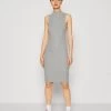 Even&Odd Perkin Neck Midi Bodycon Dress - Jersey Dress - Mottled Grey