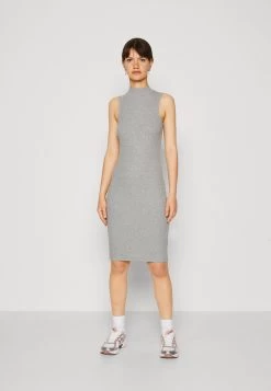 Even&Odd Perkin Neck Midi Bodycon Dress - Jersey Dress - Mottled Grey