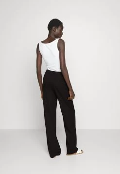 Business Casual Wide Legs With Front Pleats- Trousers - Black -Even&Odd 67b1db6d9e6f407a9a6639a04fb64a02