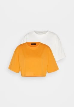 Even&Odd 2Pack - Basic T-Shirt - White/Orange -Even&Odd 7685f57ff7f54e5e913a112e3fbbe4c8