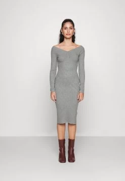 V Ausschnitt Ripp Mini Bodycon Strickkleid - Jumper Dress
