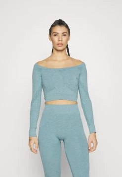 Seamless Cropped Longsleeve - Long Sleeved Top - Blue-Grey