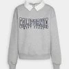 Even&Odd Poloneck With Collar And Embroidery - Sweatshirt - Mottled Light Grey