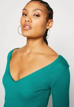 Even&Odd V Ausschnitt Midi Bodycon Strickkleid - Shift Dress - Green -Even&Odd 941dafb8fed34e4387122e35a14be7d1