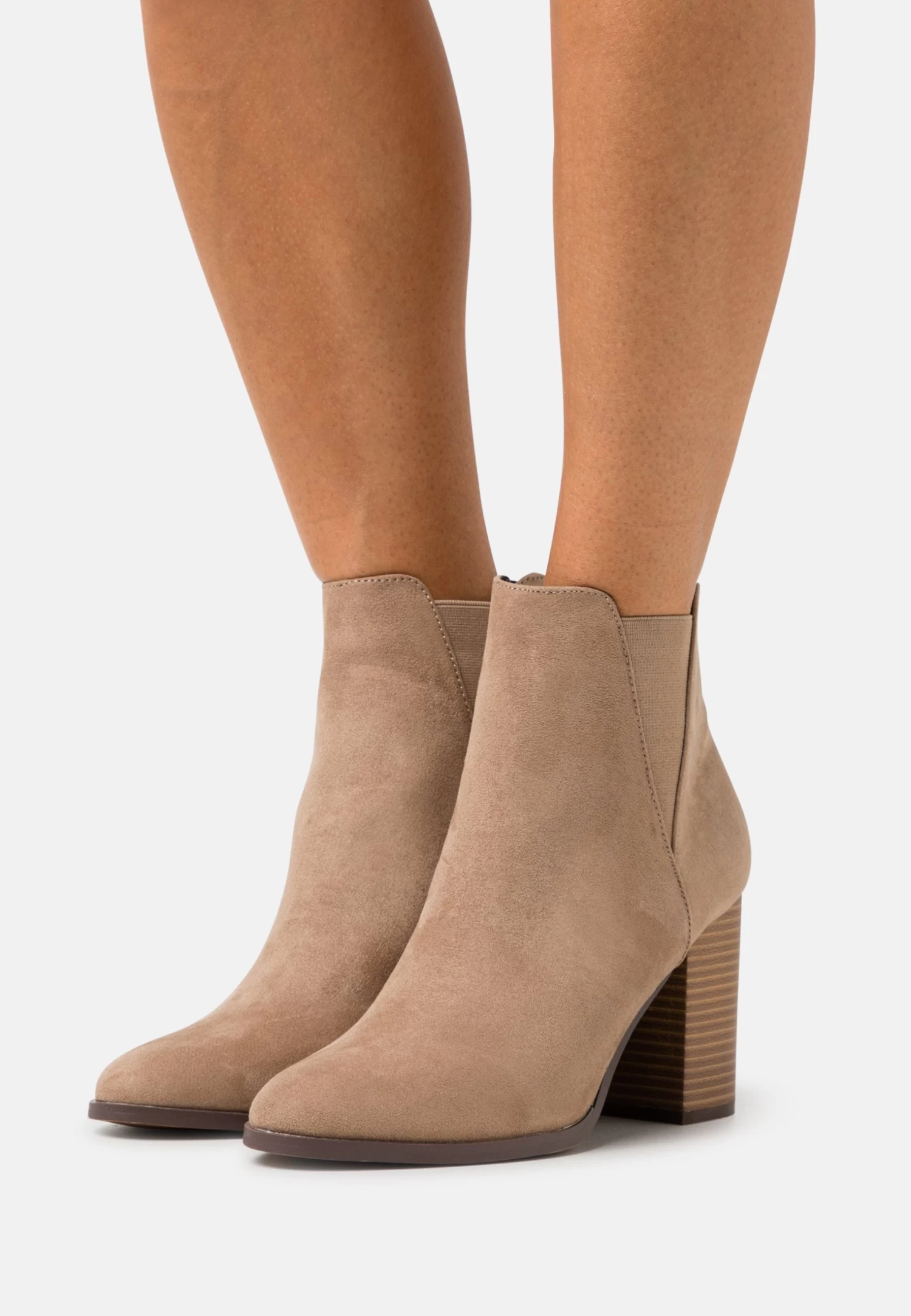 High Heeled Ankle Boots - Beige 1 High Heeled Ankle Boots - Beige