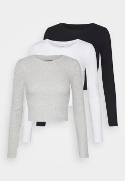 3 Pack - Long Sleeved Top - Black/White/Mottled Grey -Even&Odd a5a3be681440462699d50bc0f97beccc