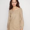 Even&Odd Schulterfrei Mini Strickkleid - Jumper Dress - Camel