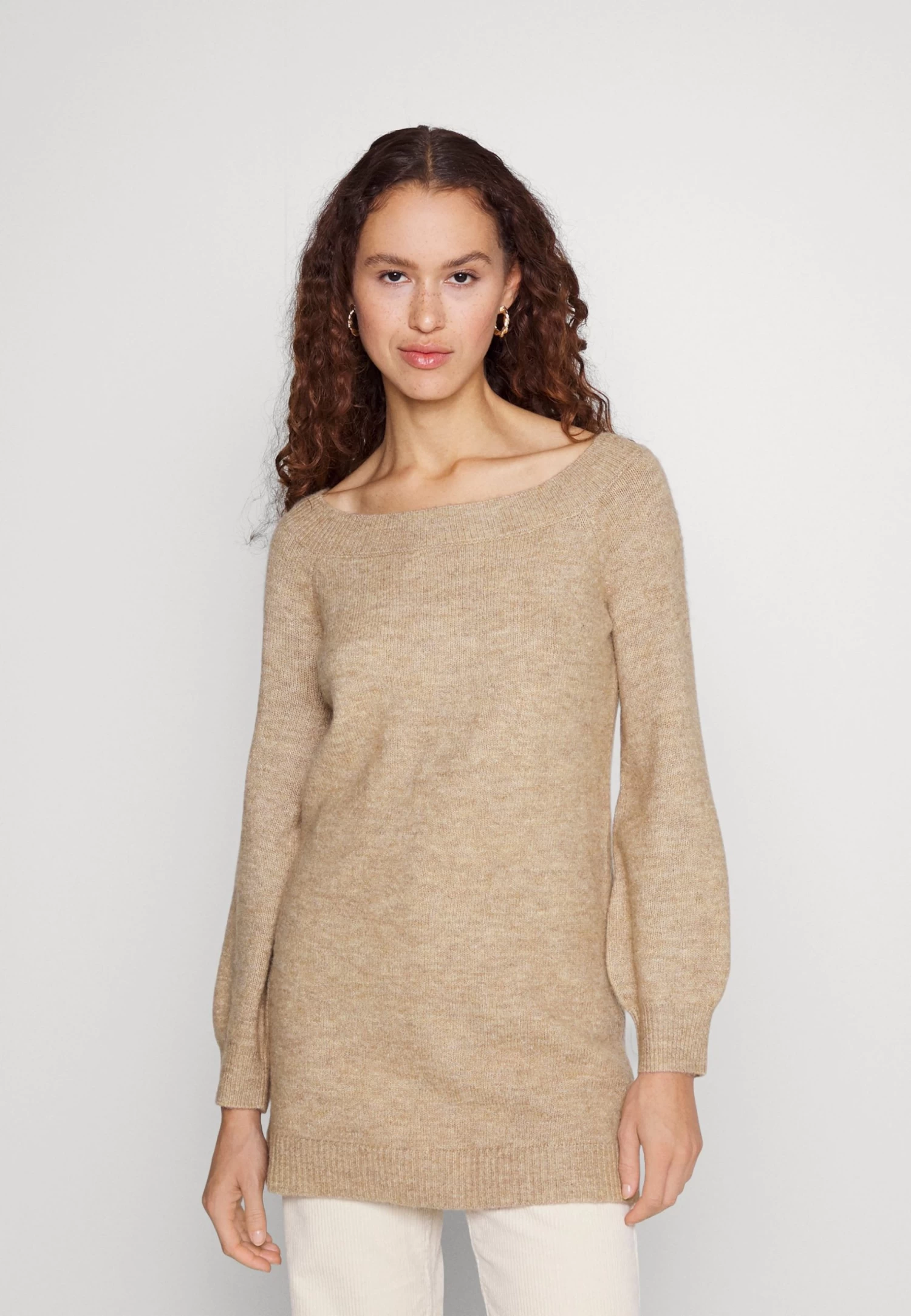 Even&Odd Schulterfrei Mini Strickkleid - Jumper Dress - Camel 1 Even&Odd Schulterfrei Mini Strickkleid - Jumper Dress - Camel