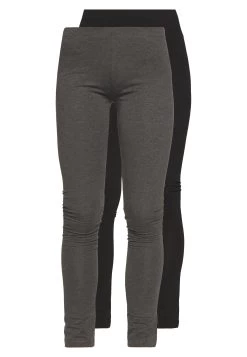 Even&Odd 2 Pack - Leggings - Trousers - Black/Mottled Dark Grey