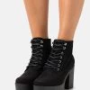 Lace-Up Ankle Boots - Black